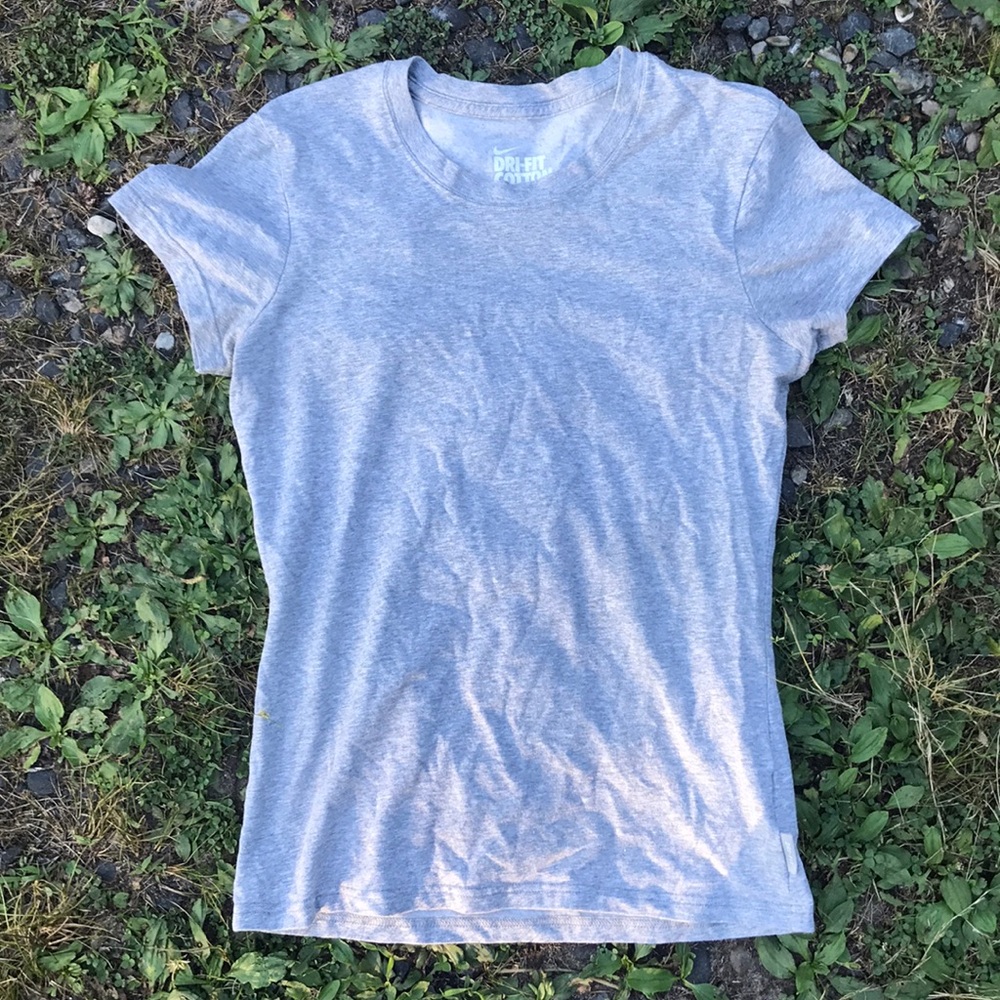 Gray Nike Cotton Dry Fit Tee